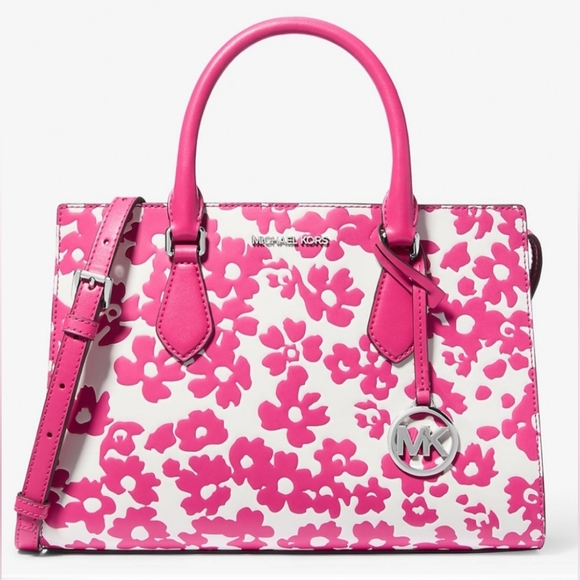 NEW Michael Kors Sequined Floral Print Satchel - Picture 1 of 13